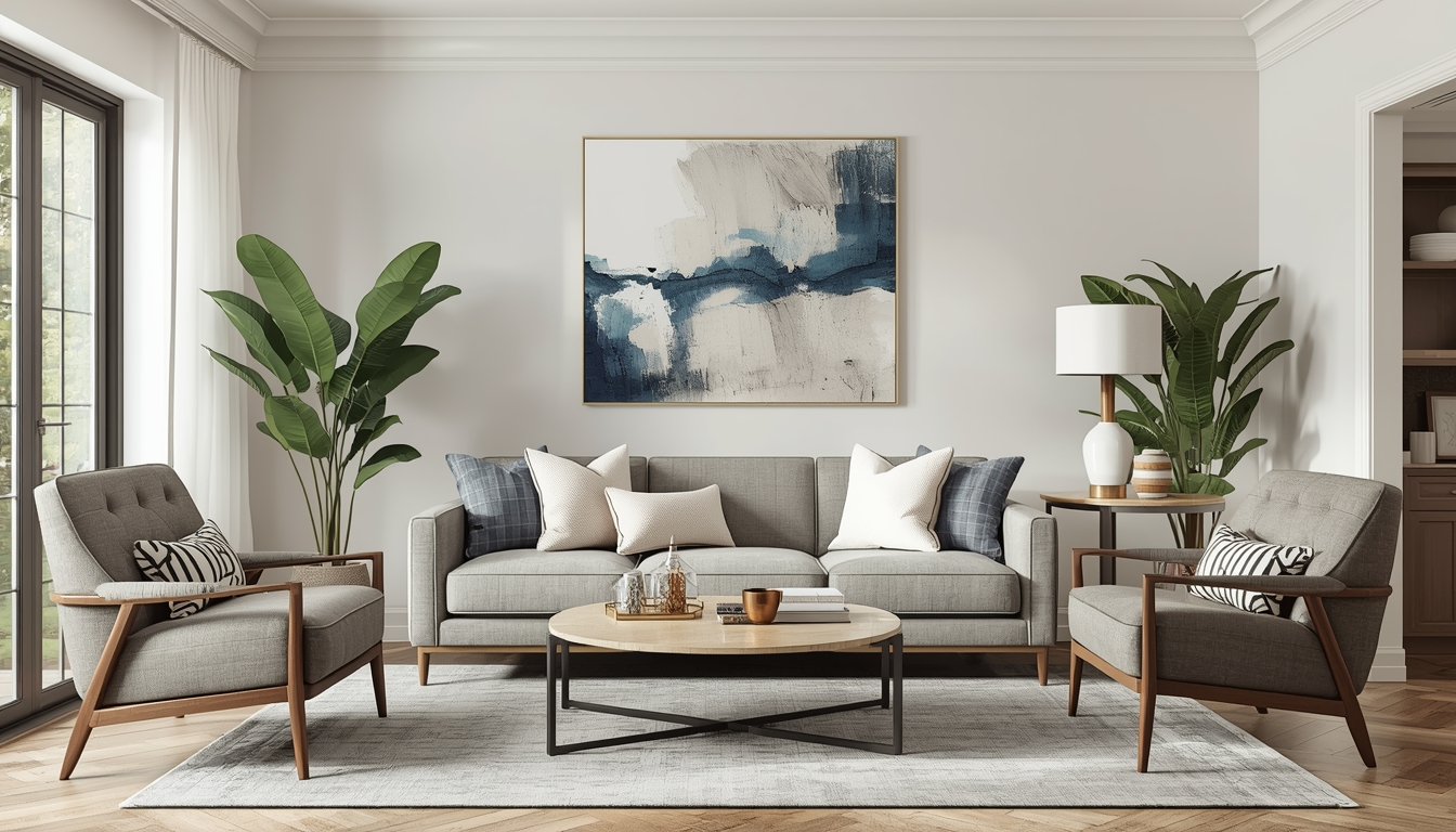 Interior styling consultation with fabric samples and design boards